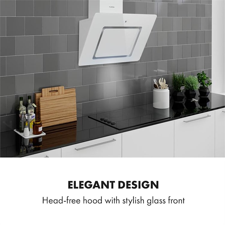 Sofia 60 Dunstabzugshaube kopffrei 300 m³/h Touch-Control Glasfront weiß 60 cm | Weiß