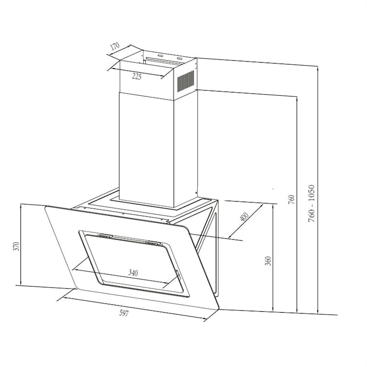 Sofia 60 Dunstabzugshaube kopffrei 300 m³/h Touch-Control Glasfront weiß 60 cm | Weiß