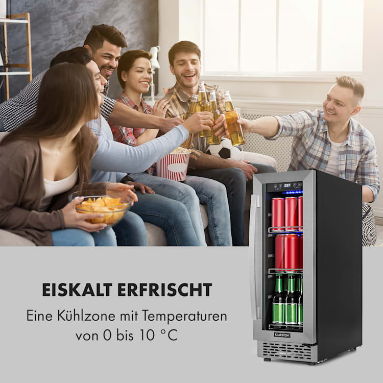 Beerlager 56 Getränkekühlschrank 56l 20 Fl. Glastür Touch-Bedienfeld Edelstah 56 Ltr