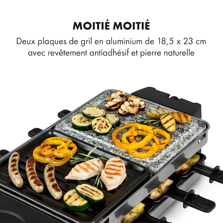 Sirloin Appareil à raclette pour 8 personnes 1500W aluminium & pierre