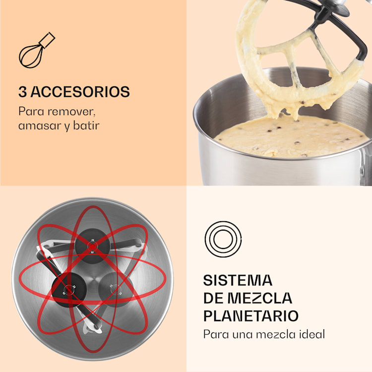 Robot de cocina Bella Elegance 2000 vatios / 2,7 CV / 5,2 litros, acero inoxidable, sin BPA Blanco