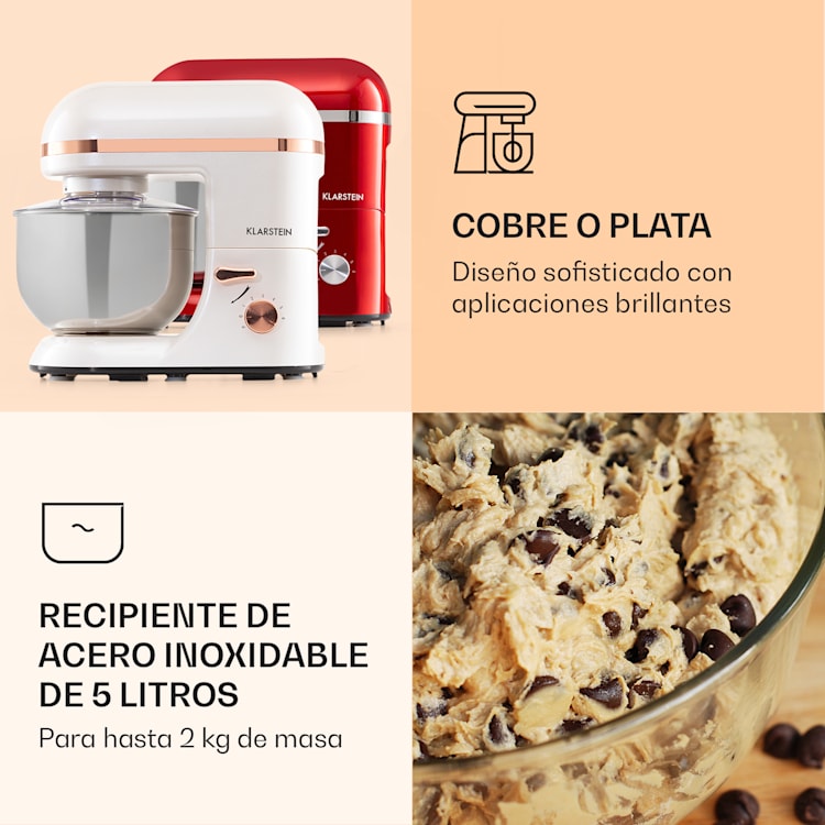 Robot de cocina Bella Elegance 2000 vatios / 2,7 CV / 5,2 litros, acero inoxidable, sin BPA Blanco