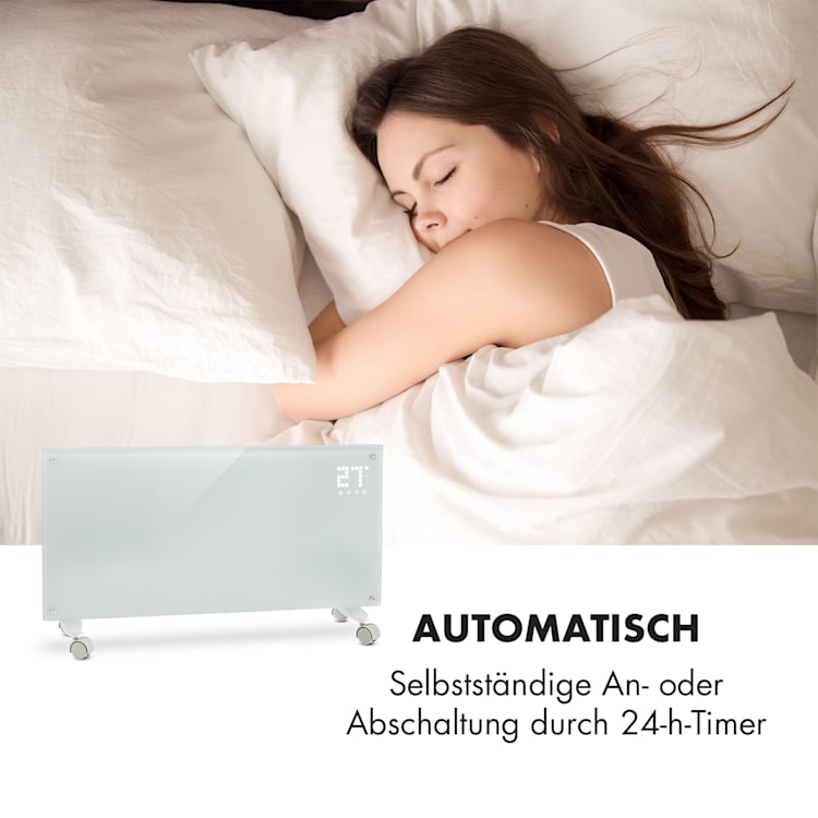 Bornholm Smart Konvektions-Heizgerät 2000W WiFi LED-Display Timer IP24 Standgerät Wandinstallation Weiß