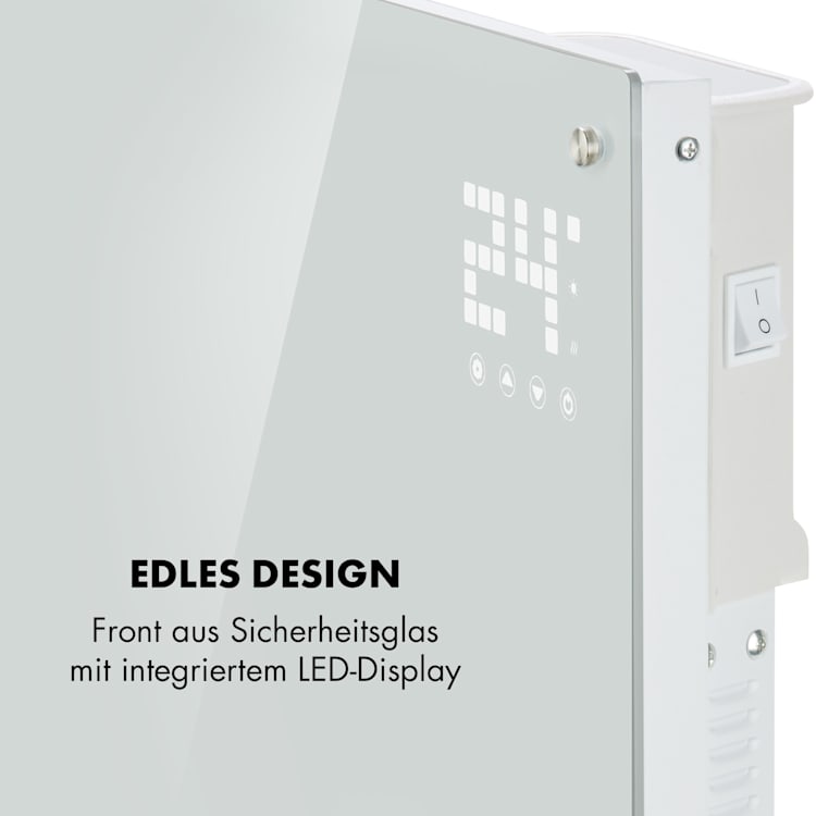 Bornholm Smart Konvektions-Heizgerät 2000W WiFi LED-Display Timer IP24 Standgerät Wandinstallation Weiß