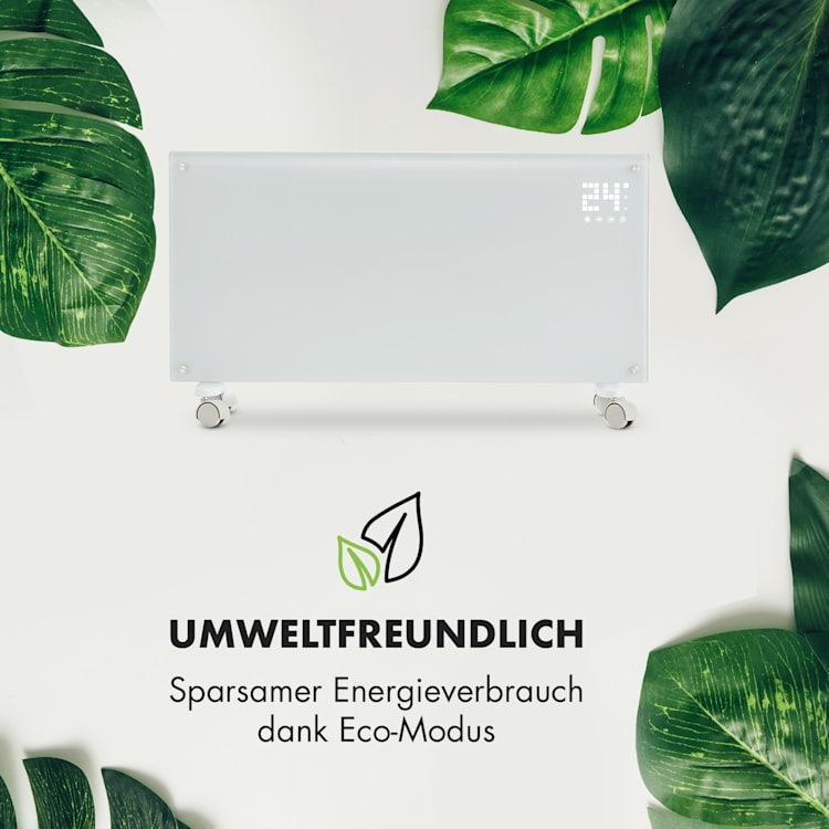 Bornholm Smart Konvektions-Heizgerät 2000W WiFi LED-Display Timer IP24 Standgerät Wandinstallation Weiß