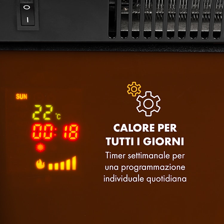 Verbier Camino Elettrico1000/2000W Fuoco LED Telecomando MDF bianco