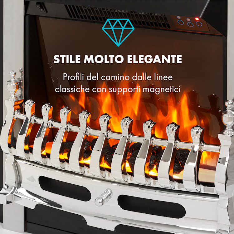 Verbier Camino Elettrico1000/2000W Fuoco LED Telecomando MDF bianco