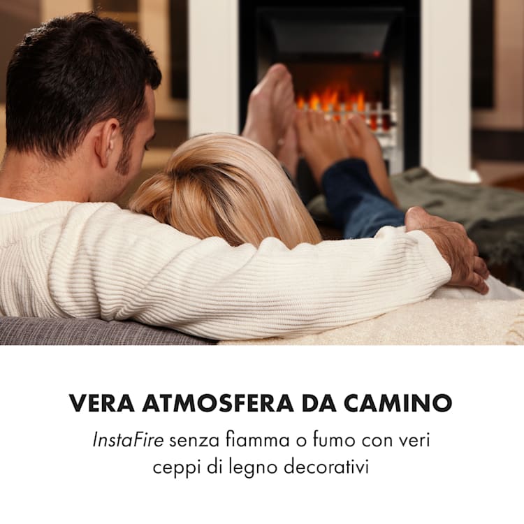 Verbier Camino Elettrico1000/2000W Fuoco LED Telecomando MDF bianco