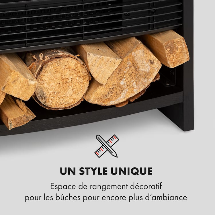 Bergamo Cheminée électrique thermostat 900W / 1800W design bois noir