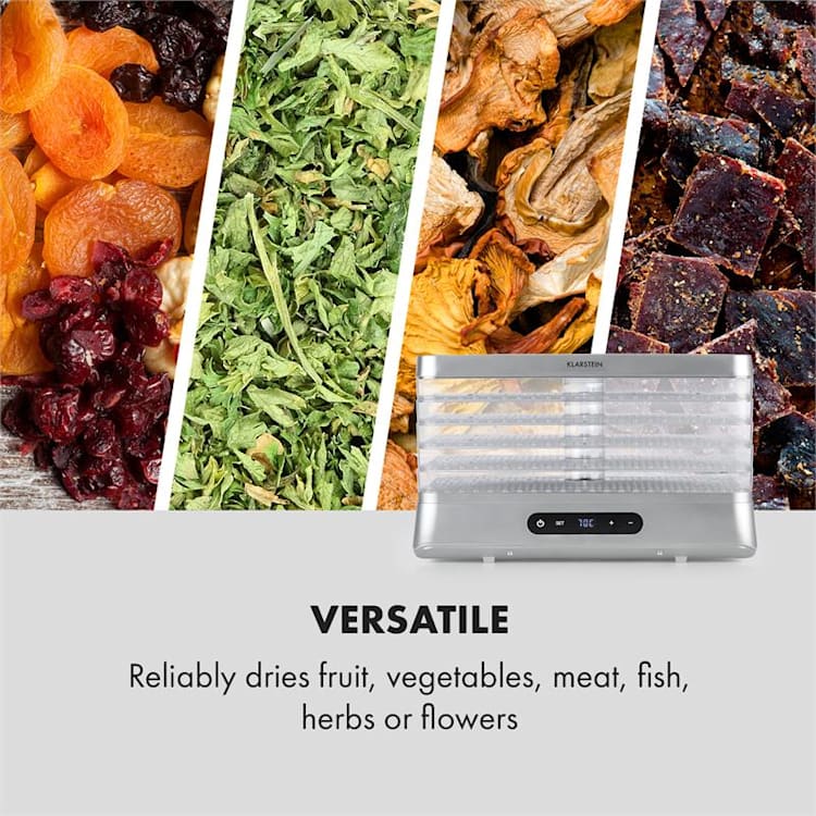 Silver, szárítógép, 500 W, LED kijelző, BPA nélkül, 35 – 70 °C, ezüstszínű