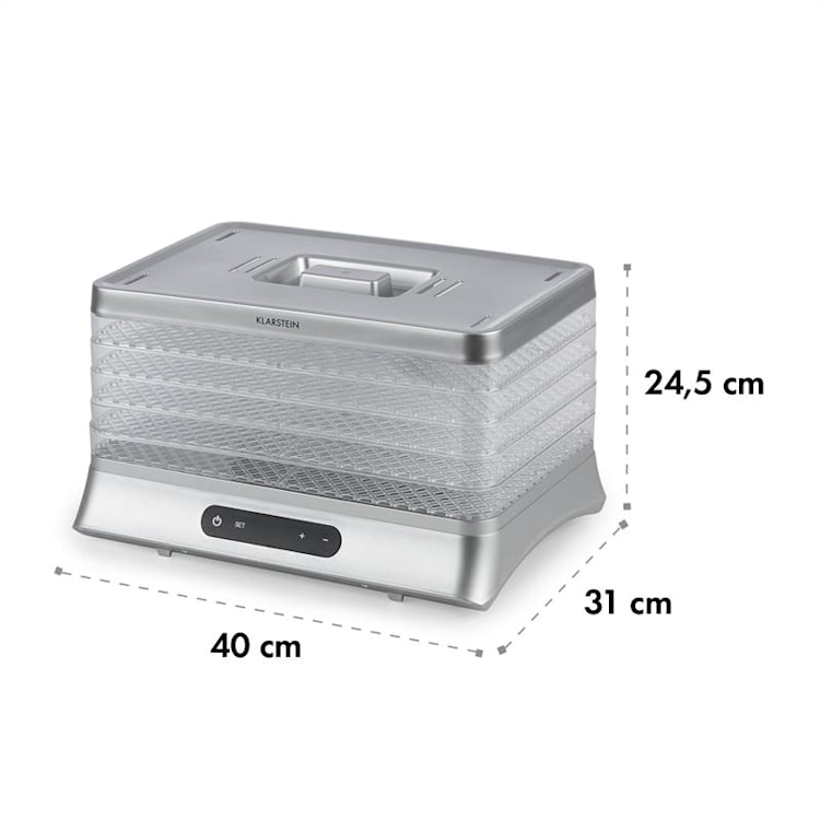 Silver deshidratador 500 W pantalla LED sin BPA 35-70 °C plateado