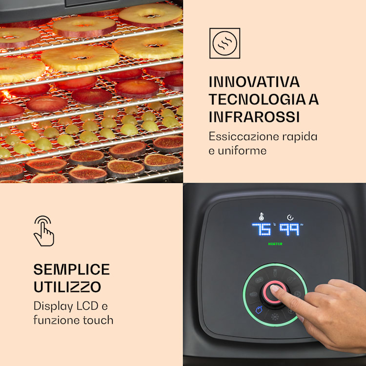 Florida Jerky Disidratatore a Infrarossi 500W 4 Programmi nero