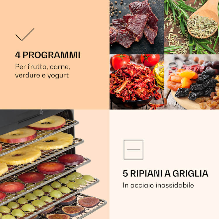Florida Jerky Disidratatore a Infrarossi 500W 4 Programmi nero