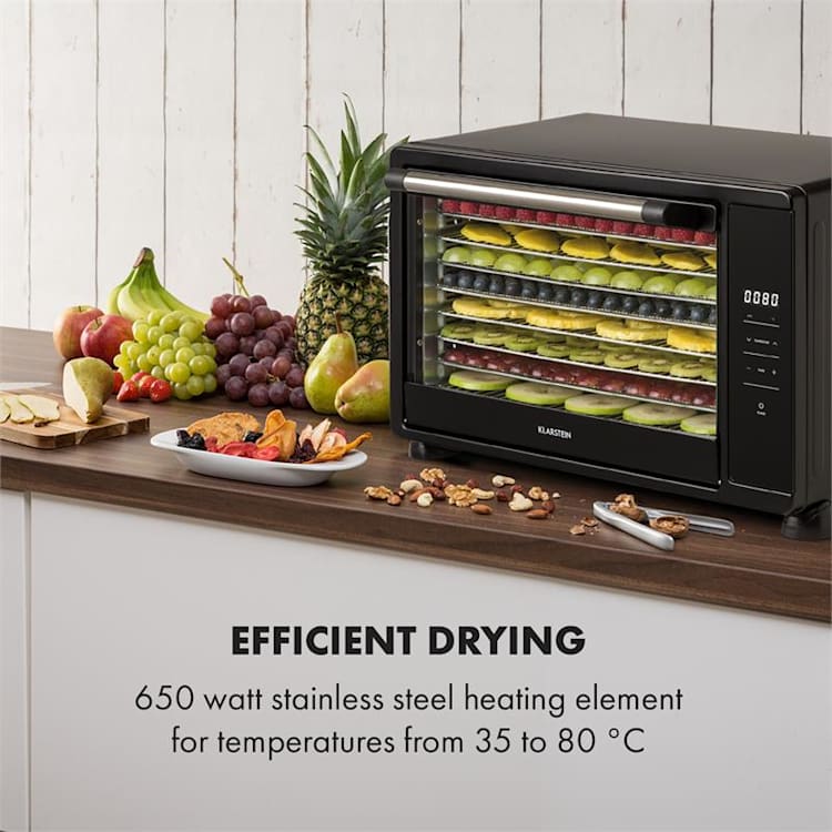 Mega Jerky essiccatore 650W 35-80°C display LCD touch 8 ripiani nero Nero