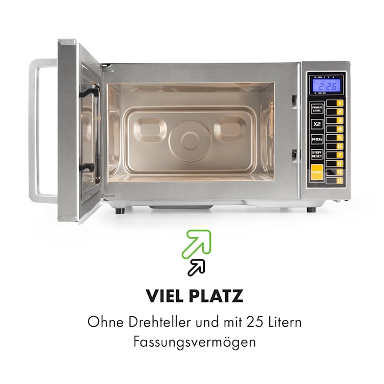 Bestzeit 25 Mikrowelle 1000W 25l Timer 3 Leistungsstufen Edelstahl