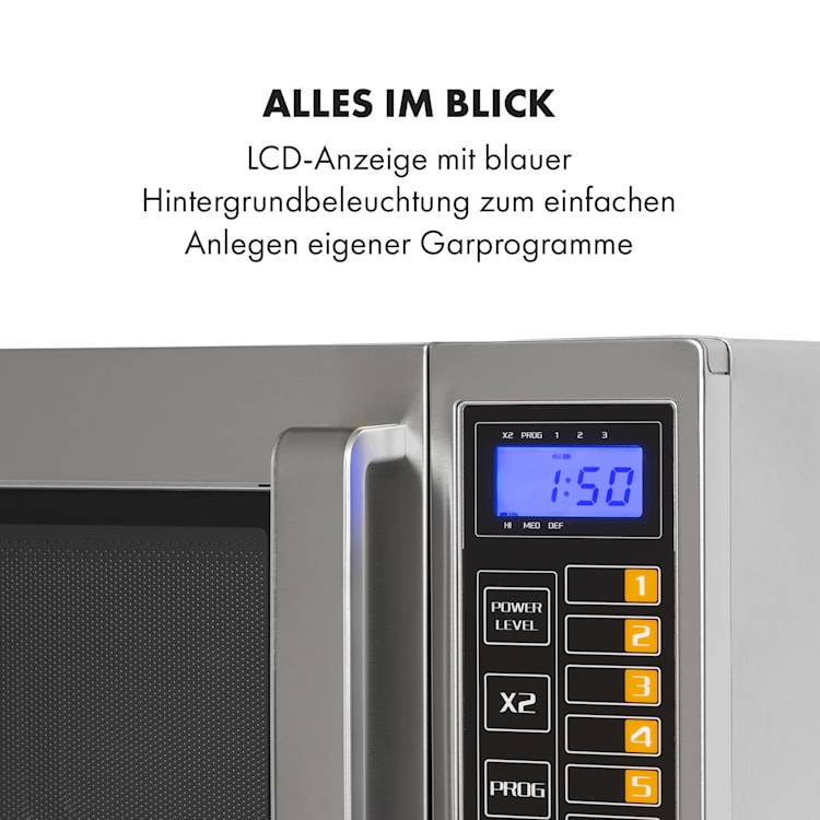 Bestzeit 25 Mikrowelle 1000W 25l Timer 3 Leistungsstufen Edelstahl
