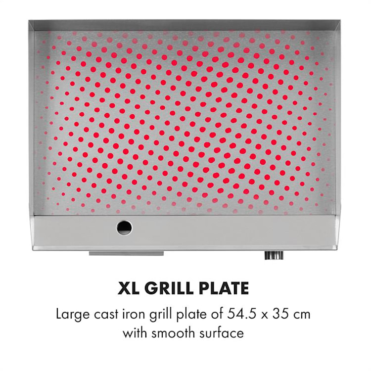 Grillmeile 3000G Pro elektrische bbq 3000W grillplaat 54,5x35cm glad Glad grilloppervlak