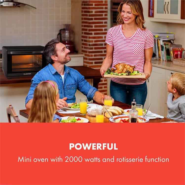 Masterchef 45 Mini Oven 45l 2000W 100-230 ° C Timer Black Black | 45 Ltr