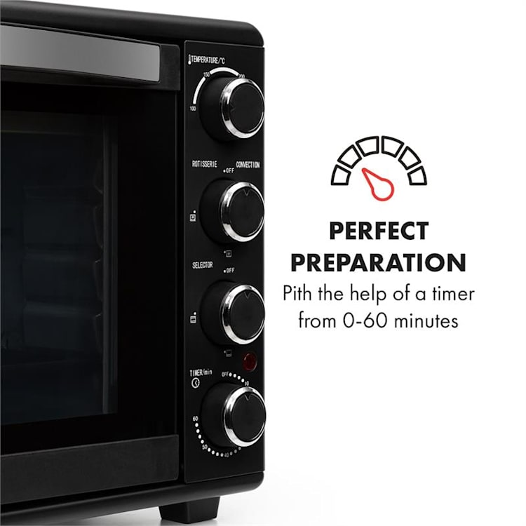 Masterchef 45, mini cuptor, 45 l, 2000W, 100 – 230 °C, cronometru, negru 45 Ltr | Negru