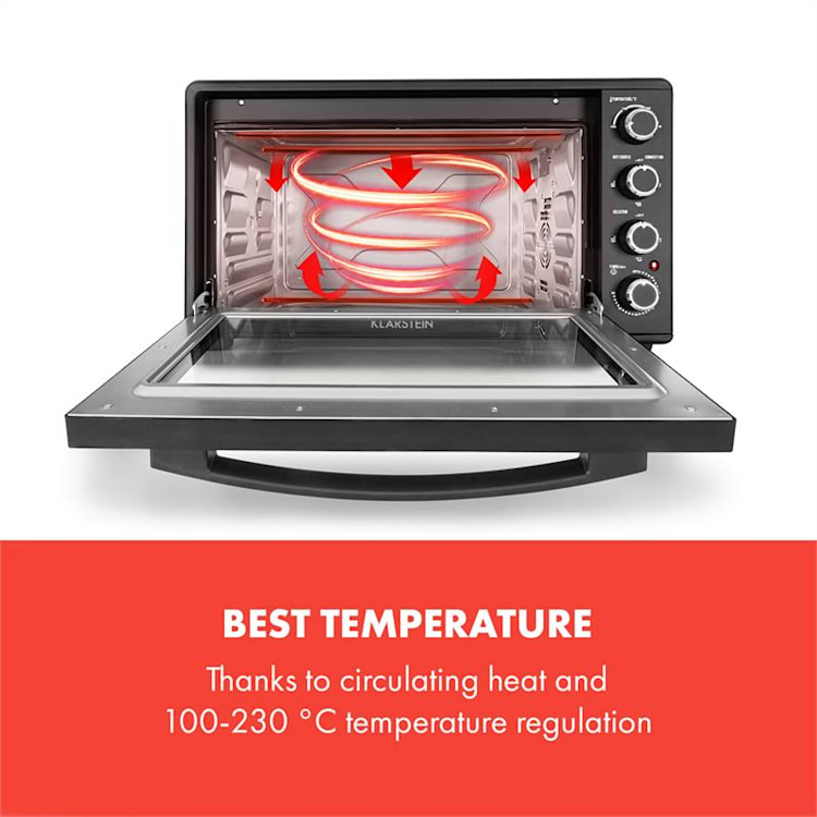 Masterchef 60, mini piekarnik, 60 l, 2000 W, 100 - 230 °C, wyłącznik czasowy, czarny Czarny | 60 Ltr