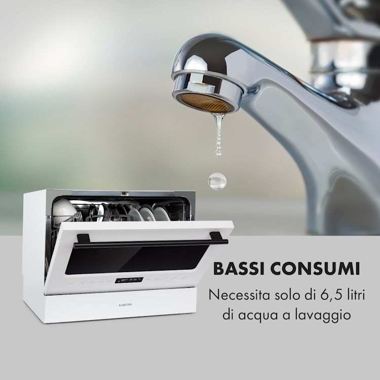 Azuria lavastoviglie EEK A+ 1380W 6,5L 6 coperti frontale di vetro bianco