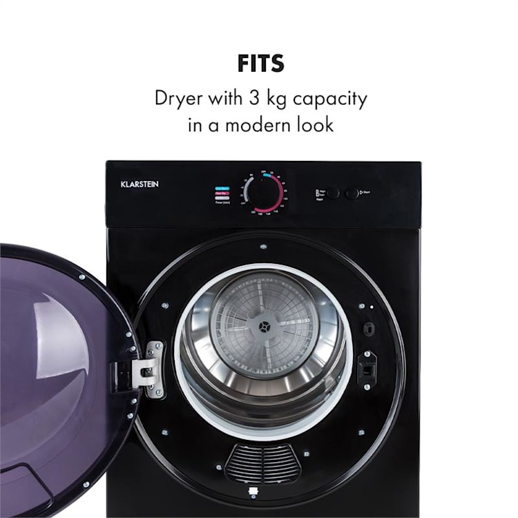 Jet Set, sušička prádla, 1020 W, energetická třída C, 3 kg, 50 cm, černá Černá