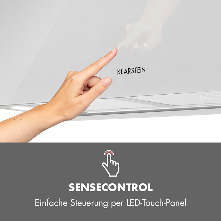 Kronleuchter XL Inselabzugshaube 90cm Umluft 590m³/h LED Touch weiß Weiß