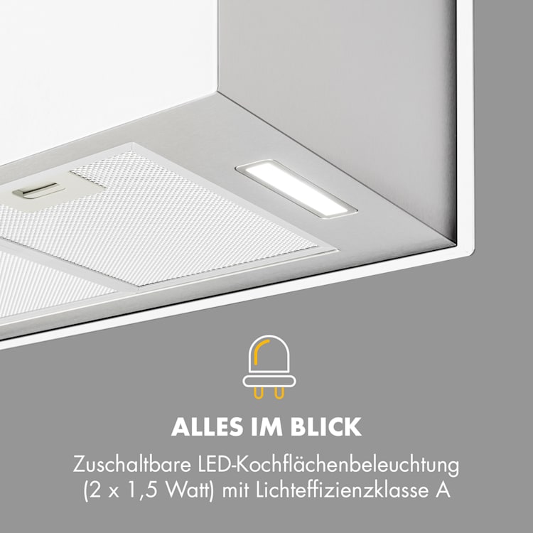 Kronleuchter XL Inselabzugshaube 90cm Umluft 590m³/h LED Touch weiß Weiß