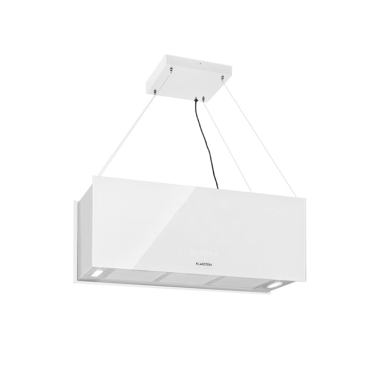 Kronleuchter XL Inselabzugshaube 90cm Umluft 590m³/h LED Touch weiß Weiß