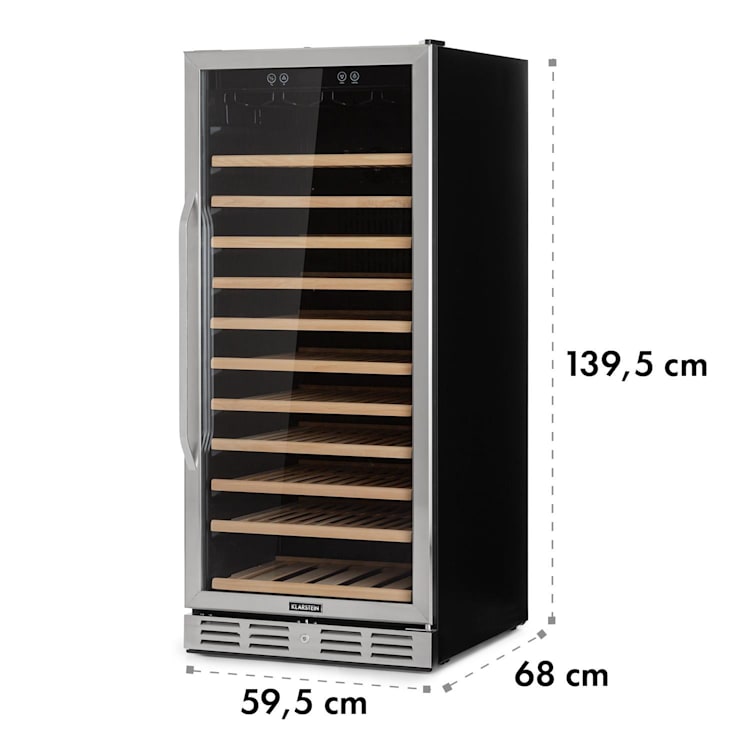 Vinovilla 127 Großraum-Weinkühlschrank 331L 127 Fl. LED Glastür Edelstahl 331 Liter | 1 Kühlzone