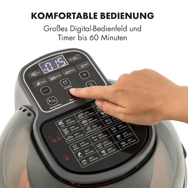 VitAir Pommesmaster Heißluftfritteuse 360° 1400W 50-240°C Timer Schwarz