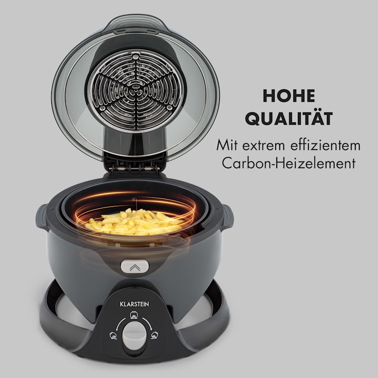 VitAir Pommesmaster Heißluftfritteuse 360° 1400W 50-240°C Timer Schwarz