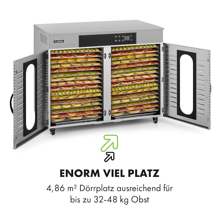 Master Jerky 500 Dörrautomat 3000W 40-90 °C 24h-Timer Edelstahl silber 32 Etagen