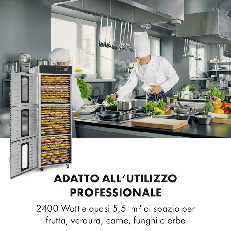 Master Jerky 550 essiccatore 2400W 40-90 °C timer 24 ore acciaio inox argento 36 scomparti