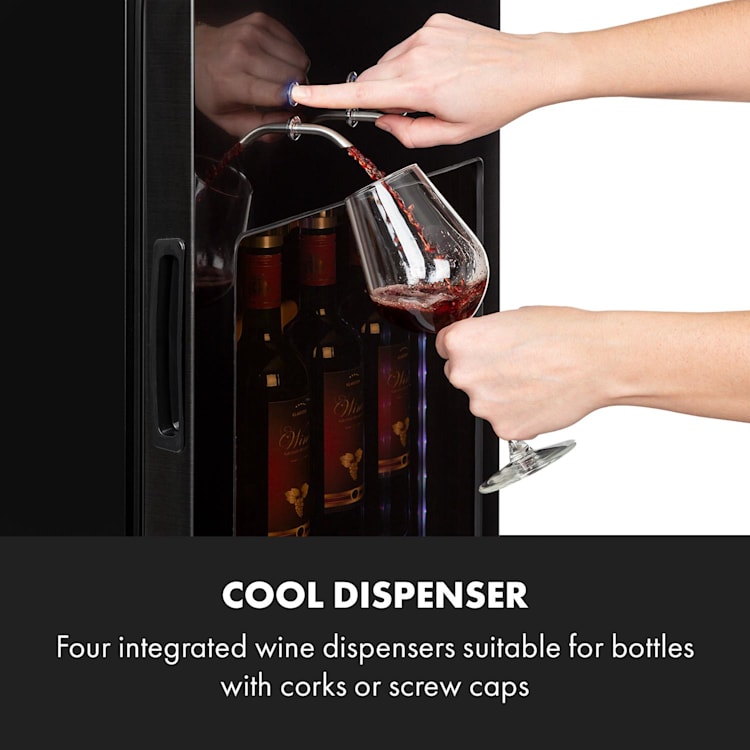 First Class 36 Weinkühlschrank 4 Dispenser 36 Flaschen 5-22°C Touch Edelstahltür schwarz 36 Flaschen