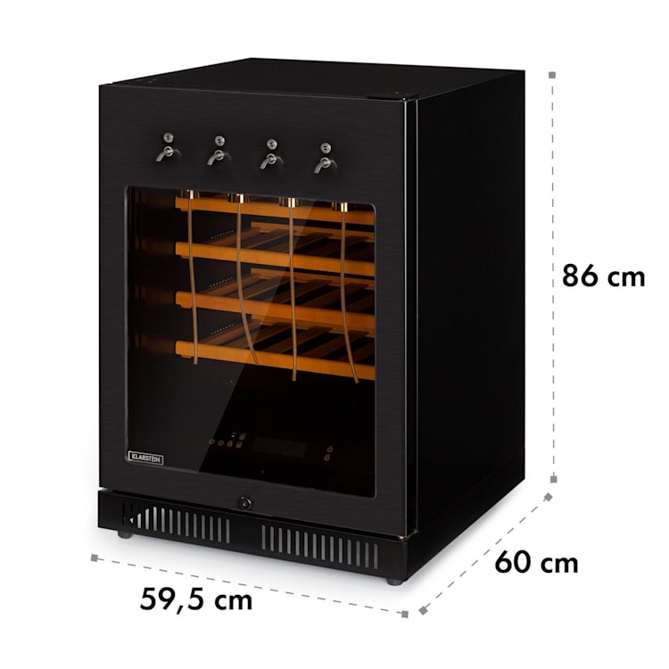 First Class 36 Weinkühlschrank 4 Dispenser 36 Flaschen 5-22°C Touch Edelstahltür schwarz 36 Flaschen