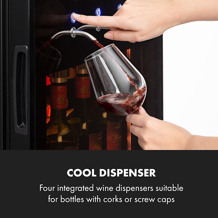 First Class 84 Weinkühlschrank 4 Dispenser 84 Flaschen 5-22°C Touch Panoramaglastür schwarz 84 Flaschen