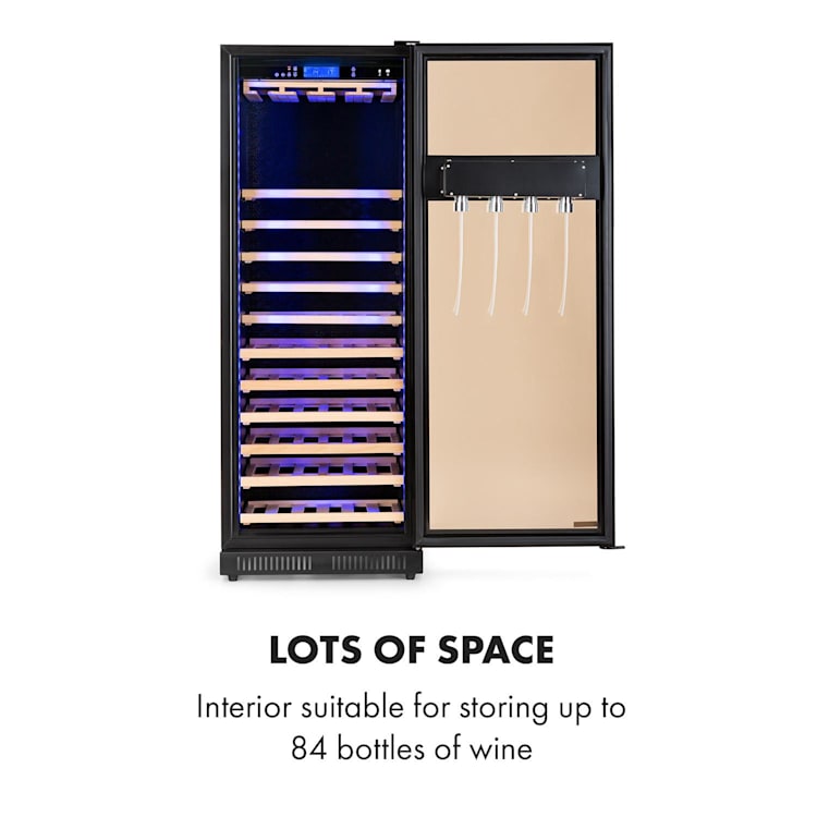 First Class 84 Weinkühlschrank 4 Dispenser 84 Flaschen 5-22°C Touch Panoramaglastür schwarz 84 Flaschen