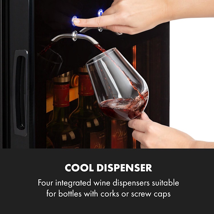 First Class 129 Weinkühlschrank 4 Dispenser 129 Flaschen 5-22°C Touch Panoramaglastür schwarz 129 Flaschen