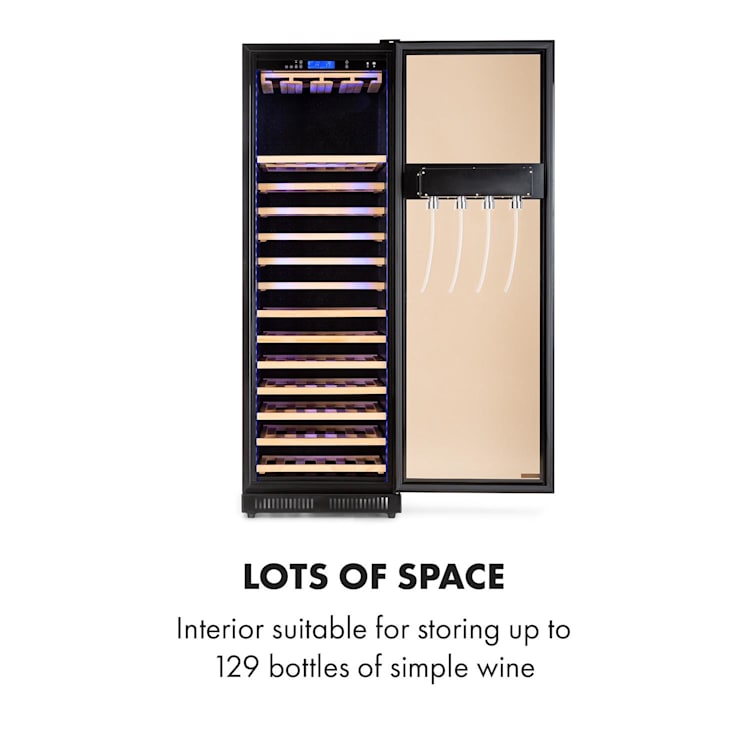 First Class 129 Weinkühlschrank 4 Dispenser 129 Flaschen 5-22°C Touch Panoramaglastür schwarz 129 Flaschen