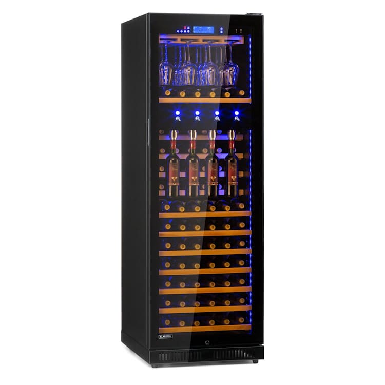 First Class 129 Weinkühlschrank 4 Dispenser 129 Flaschen 5-22°C Touch Panoramaglastür schwarz 129 Flaschen