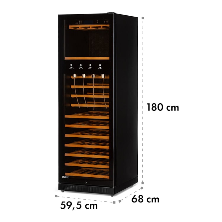 First Class 129 Weinkühlschrank 4 Dispenser 129 Flaschen 5-22°C Touch Panoramaglastür schwarz 129 Flaschen