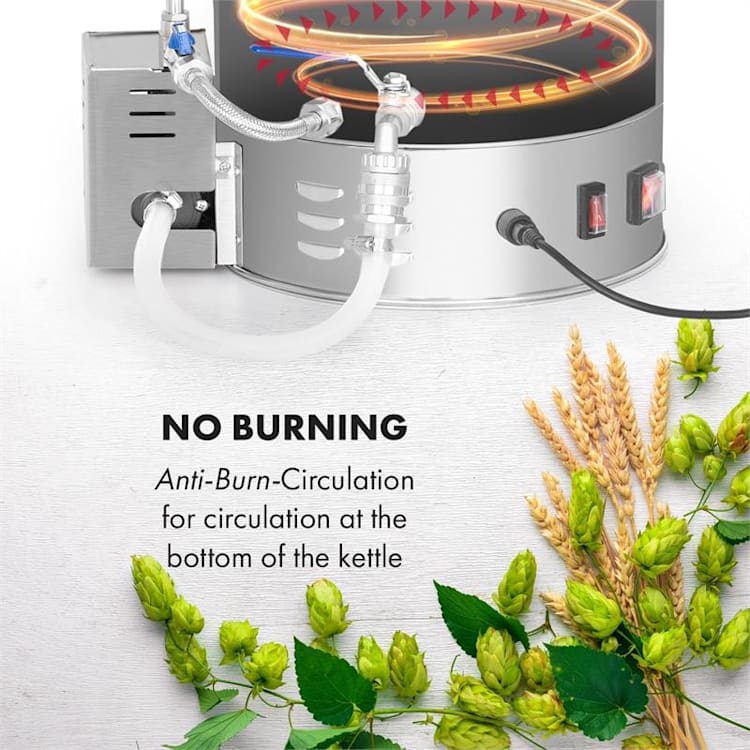 Brauheld Pro -mäskikattila 2500 W 30 l 30–100 °C sekoituspumppu ruostumaton teräs 30 l