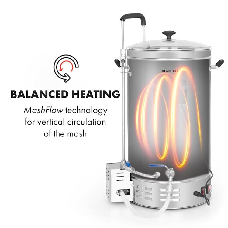 Brauheld Pro -mäskikattila 2500 W 35 l 30–100 °C sekoituspumppu ruostumaton teräs 35 l