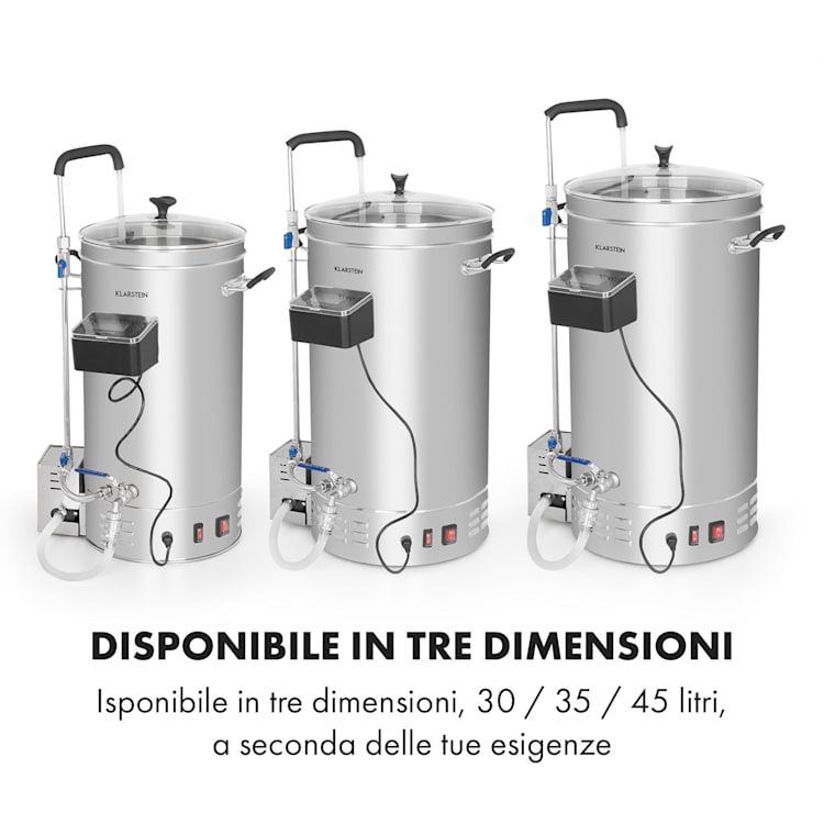 Brauheld Pro paiolo di ammostamento 3300W 45L 30-100°C pompa di ricircolo acciaio inox 45 Ltr