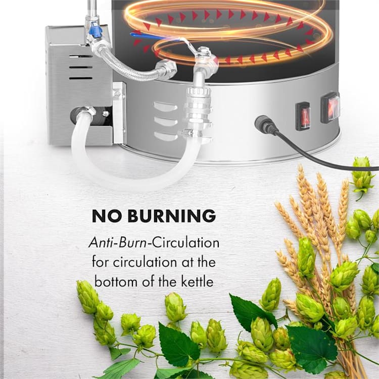 Brauheld Pro -mäskikattila 3300W 45 l 30–100 °C sekoituspumppu ruostumaton teräs 45 l