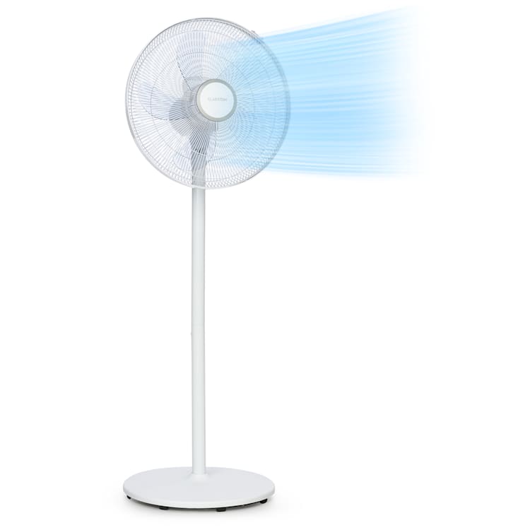 Windflower Standventilator Standlüfter | 5-Blatt-Rotor | 50 W | 3 Geschwindigkeiten | 3.090 m³/h | Oszillation | Rundfuß Weiß