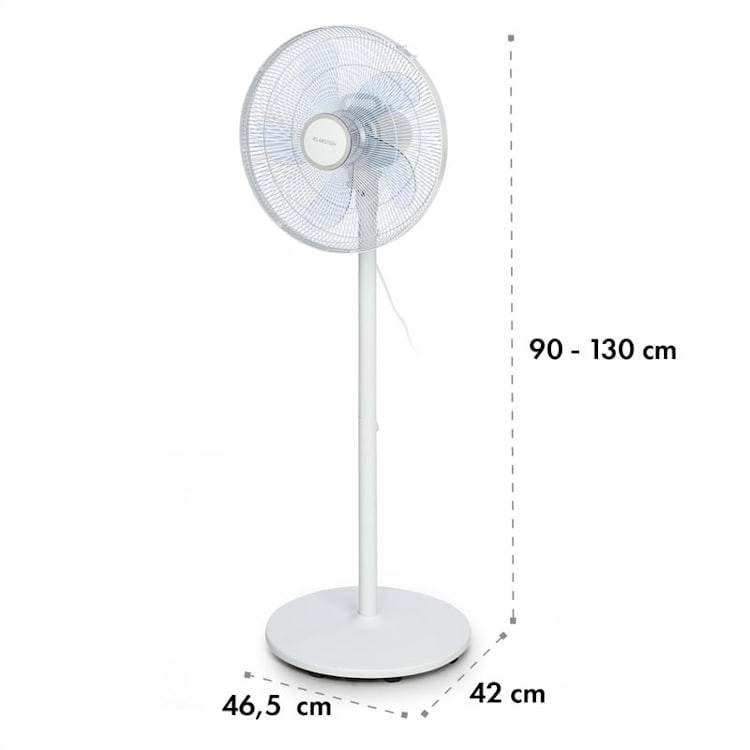 Windflower Standventilator Standlüfter | 5-Blatt-Rotor | 50 W | 3 Geschwindigkeiten | 3.090 m³/h | Oszillation | Rundfuß Weiß