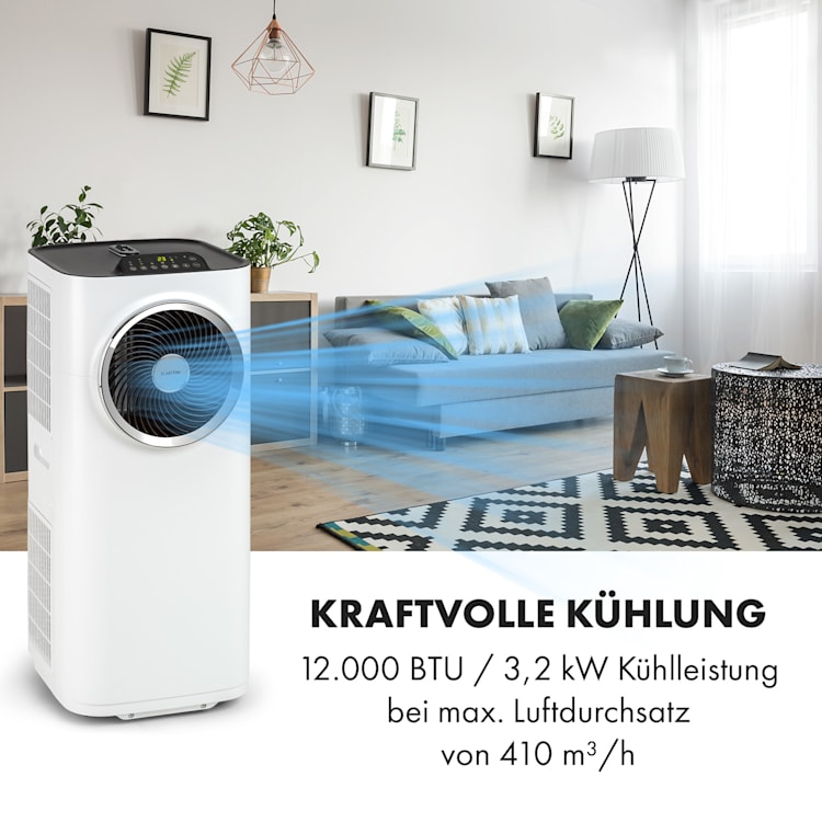 Klarstein Kraftwerk Smart 12K Klimaanlage 3-in-1 12000 BTU App-Steuerung Fernbedienung 12.000 BTU | Weiß