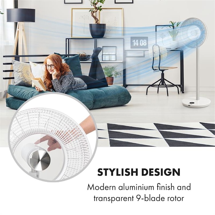 Whisperwind Standventilator 12" (30,5 cm) 9-Blatt max. 30W weiß Mit Kabel